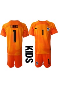 Fotbalové Dres Francie Hugo Lloris #1 Brankářské Dětské Domácí Oblečení MS 2022 Krátký Rukáv (+ trenýrky)